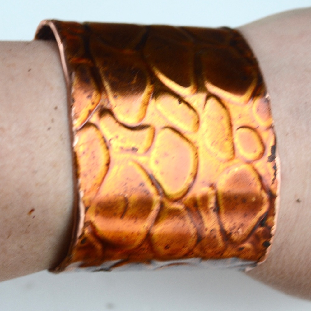 Cobblestone Copper Cuff Bracelet Boho Gift Gladiator Spartan Statement Jewelry H